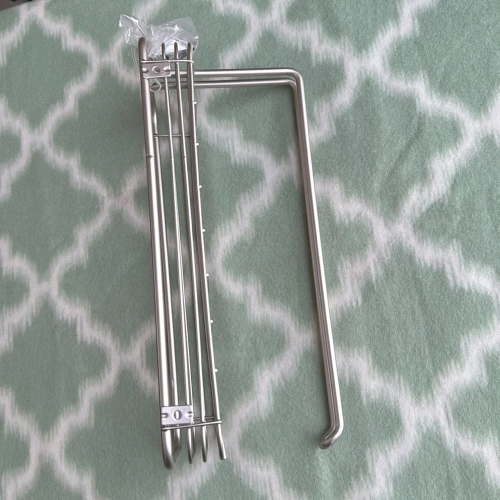 NEW brushed nickel metal wire basket with towel bar